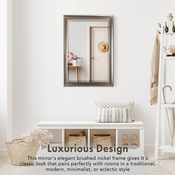 40 in. x 28 in. Modern Wall Mirror in Brushed Nickel 40 in. x 28 in. Modern Wall Mirror in Brushed Nickel