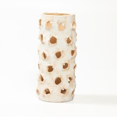 Large Clay Tabletop Accent Decoration - 11.75" - Cream