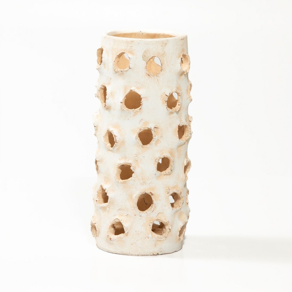 Large Clay Tabletop Accent Decoration - 11.75" - Cream