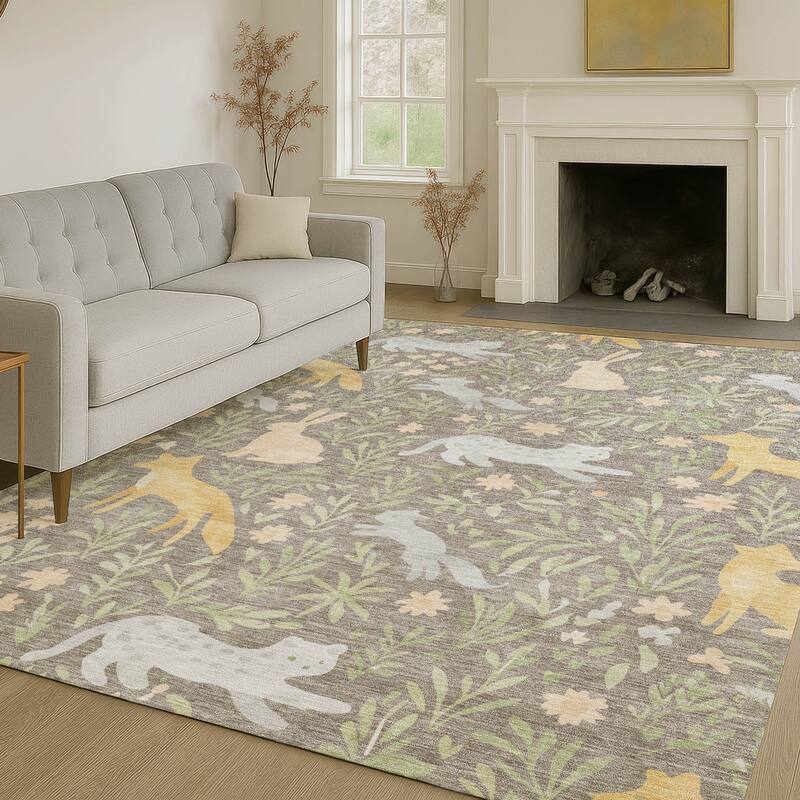 Machine Washable Indoor/ Outdoor Whimsy Foxy Chantille Rug
