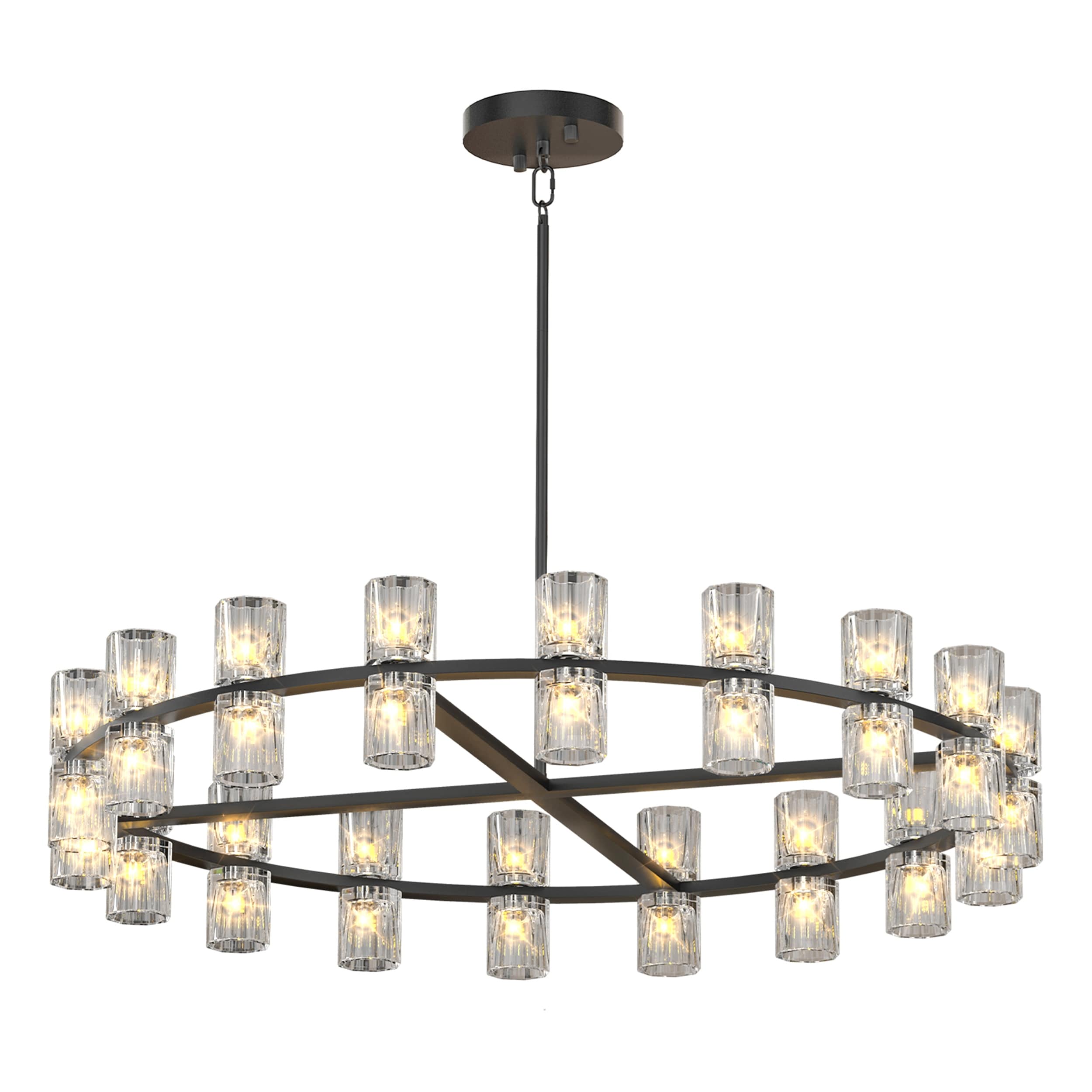 Double Crystal Ring LED Chandelier, Ceiling Light with Acrylic Edges