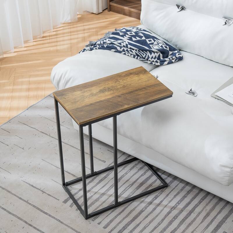 C Type Single Layer MDF Iron Rectangle Side Table
