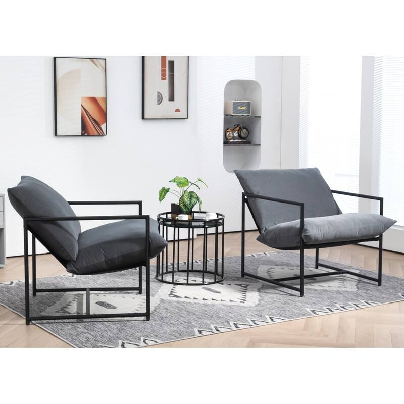 Modern Textured Velvet Sling Accent Chair