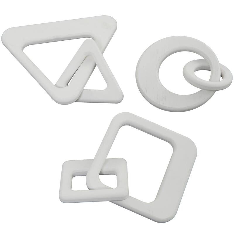 CosmoLiving by Cosmopolitan Geometric Wood Chain Sculpture (Set of 2, Set of 3) - Black, White, Brown