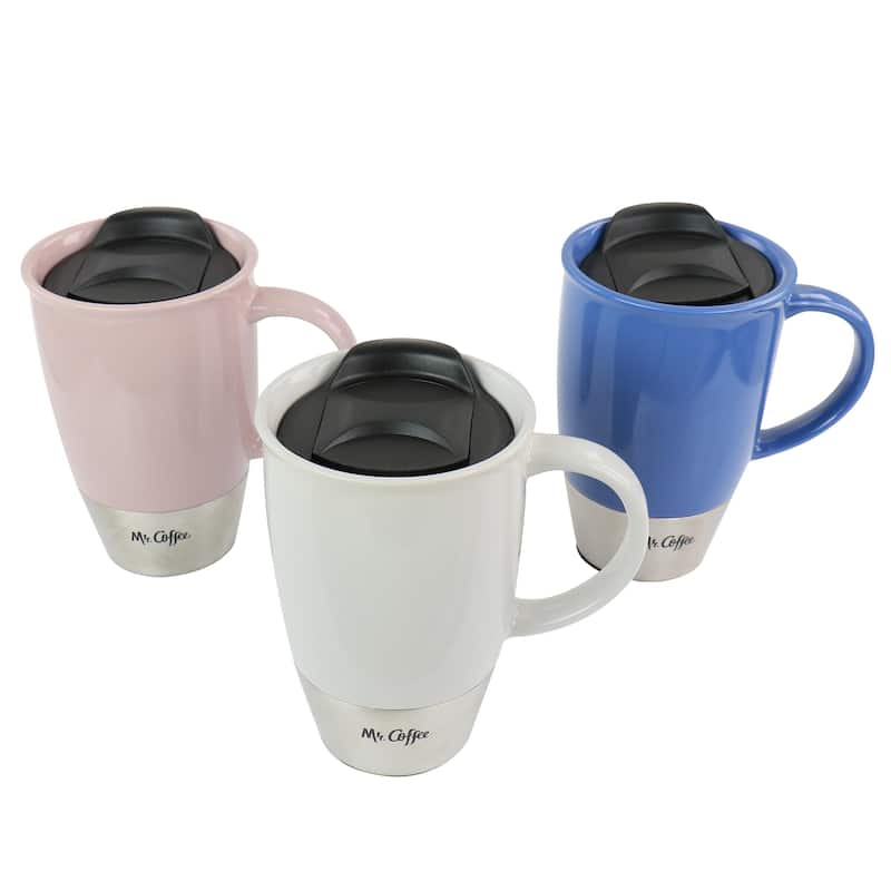 Mr. Coffee14 oz Stoneware Assorted Travel Mugs set of 3 - 14 oz