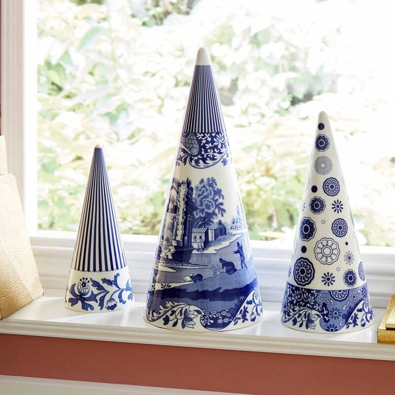 Spode Blue Italian Cone Shaped Topiary
