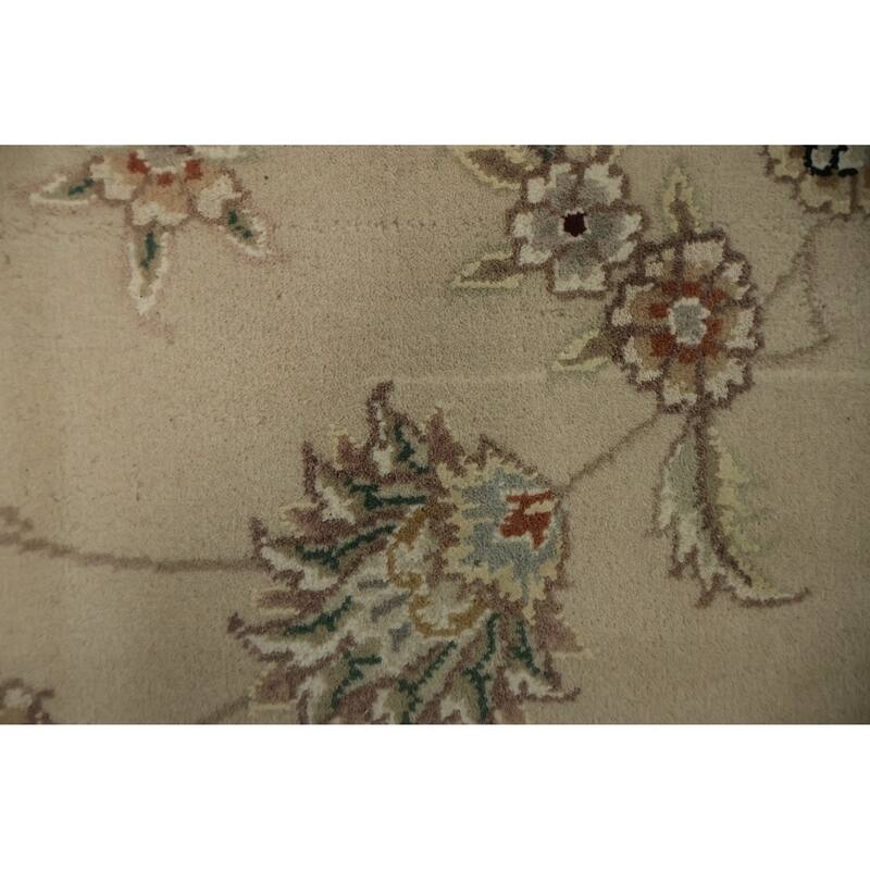 Hand Knotted Oriental 100% Wool Carpet Traditional Floral Beige & Ivories Tabriz Area Rug - 12' 2'' X 9' 2''