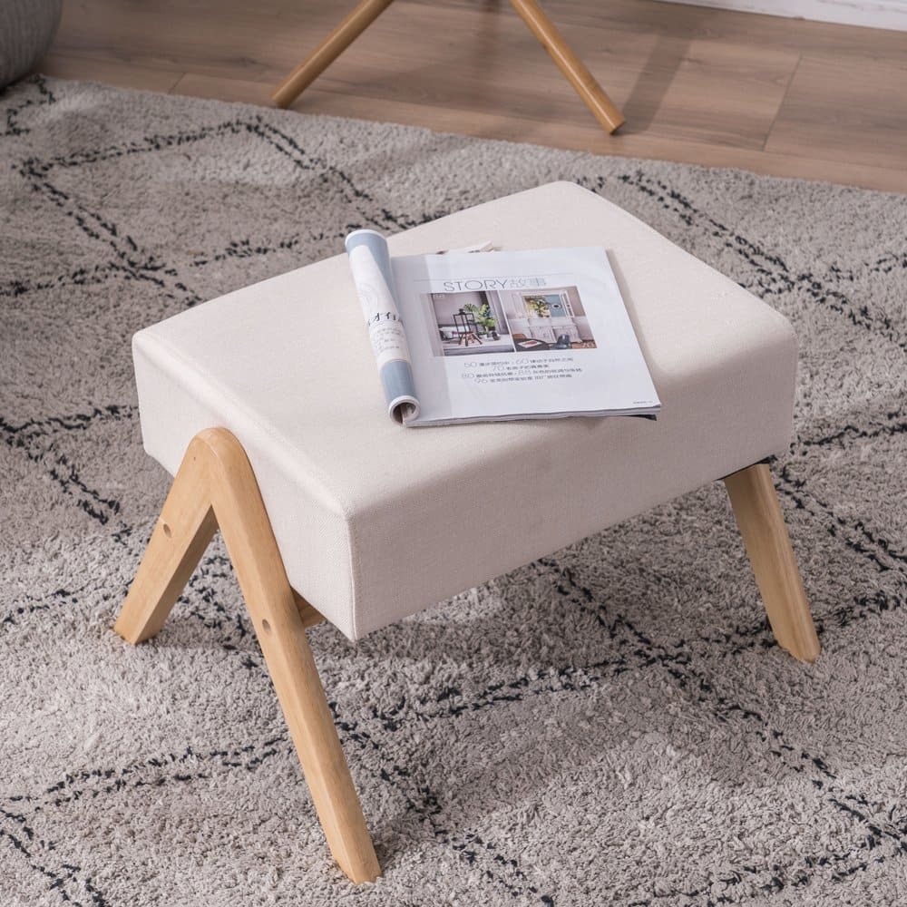 Modern Fabric Footrest Stool Step Stool Padded Seat