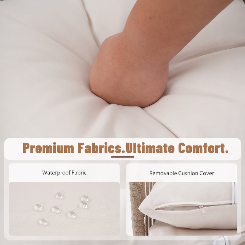 Patio Dining Chair Set - Metal Frame with Woven Rope Seat