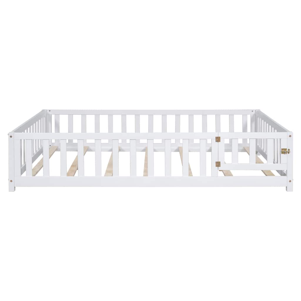 Full Size Platform Bed,Wooden Floor Bed Frame wSupport Slats