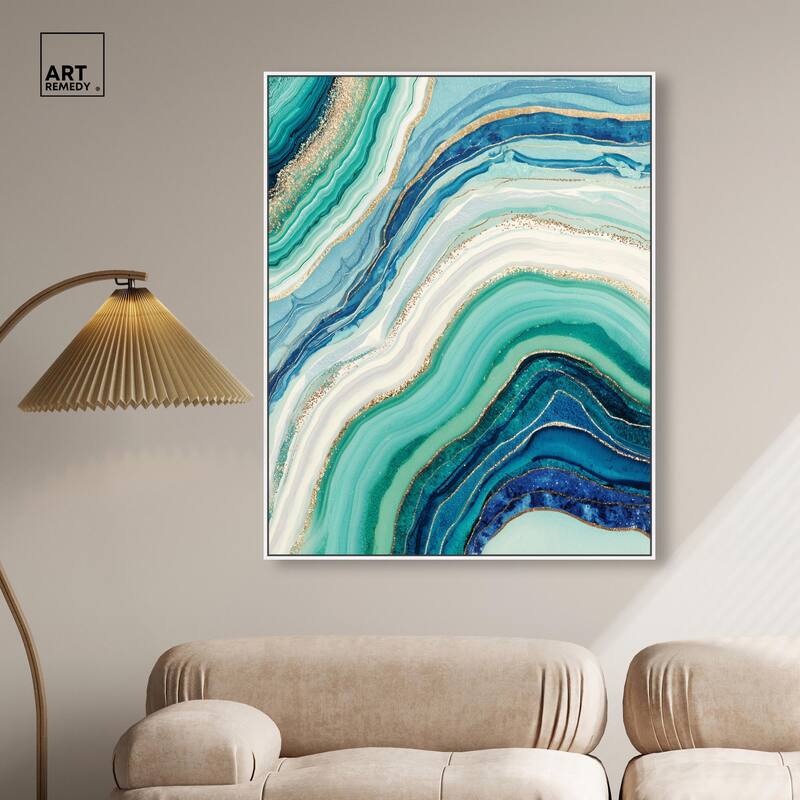Blue Green Abstract Agate I Canvas by Art Remedy