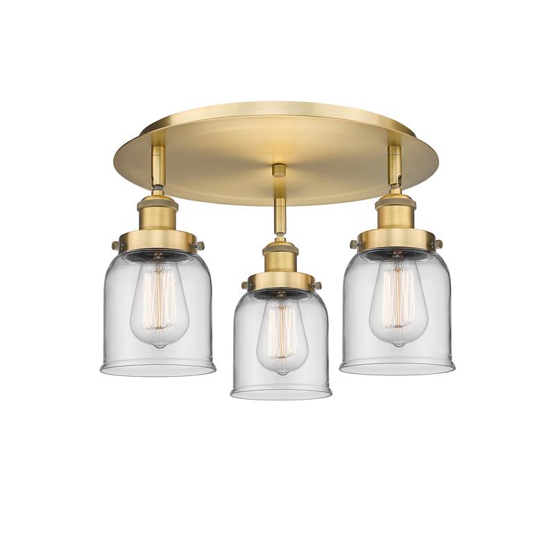 Innovations Lighting Bell - 3 Light 17" Flush Mount - Clear/Brushed Brass