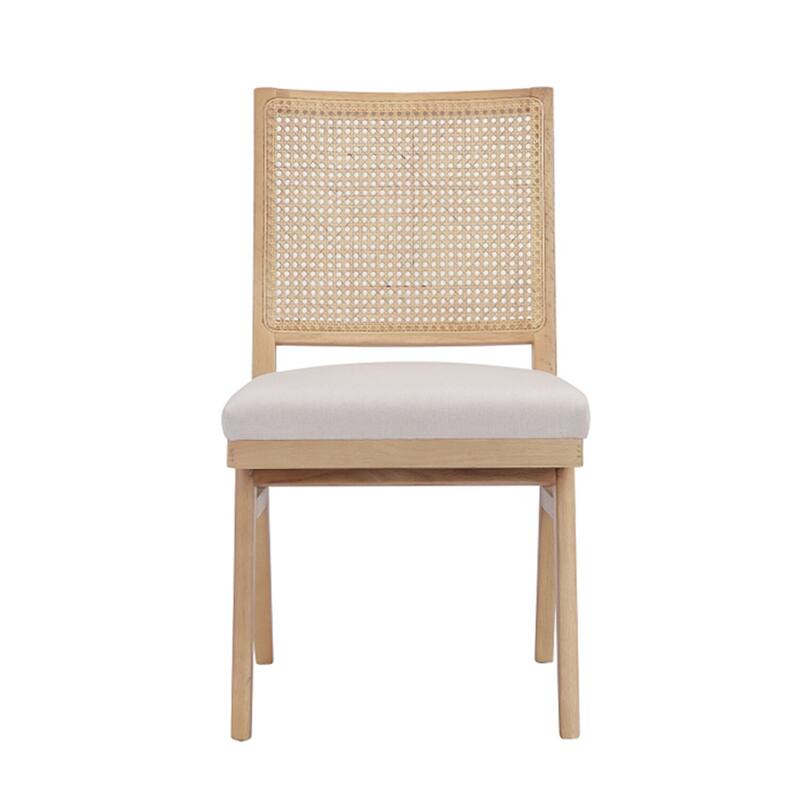 Brown/White Fabric Upholstered Wood Frame Dining Chair, Set of 2, Sturdy Dining Chair for Dining Rooms - 22.75