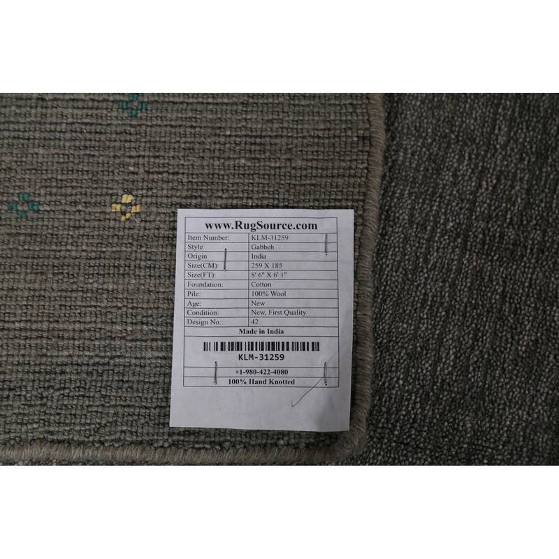 Tribal Gray Gabbeh Oriental Area Rug Hand-Knotted Wool Carpet - 6'1"x 8'6"