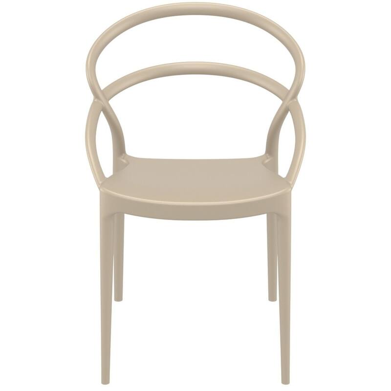 32.25" Taupe Outdoor Patio Round Dining Chair