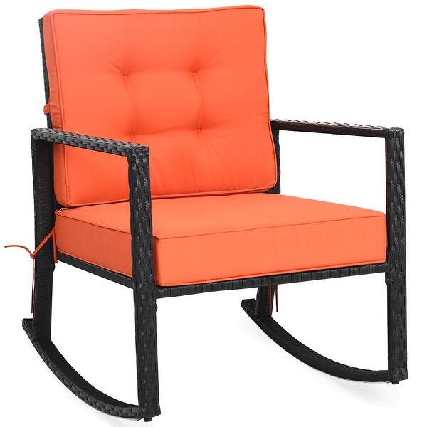 Shop Costway Patio Rattan Rocker Chair Outdoor Glider Wicker