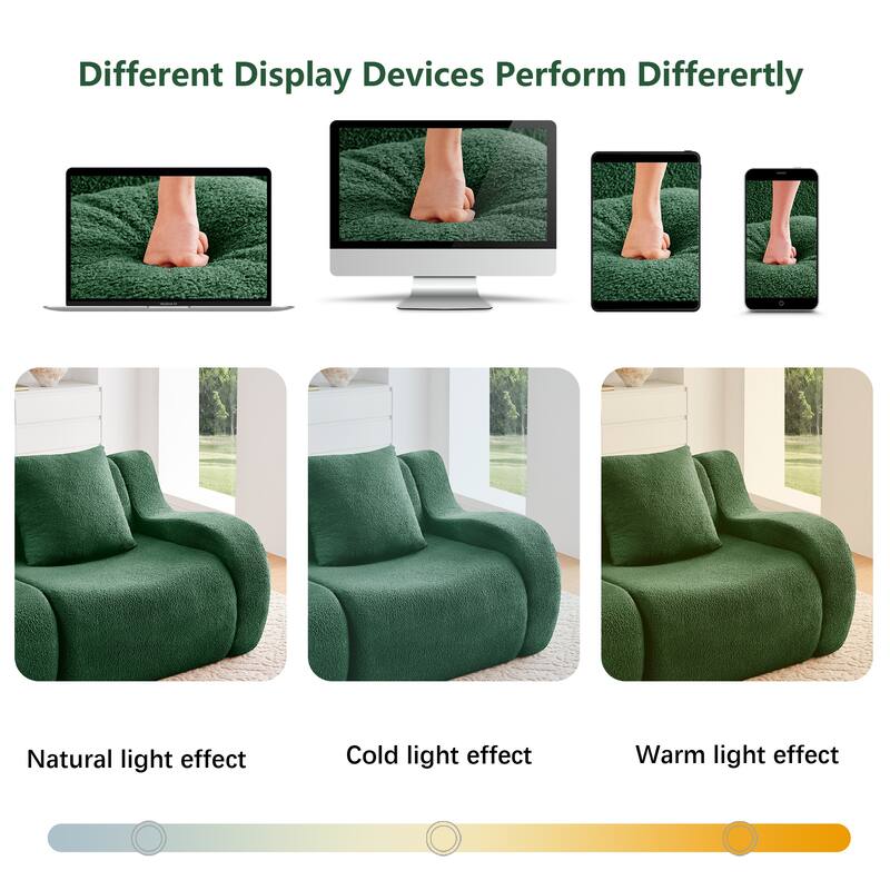 Anmytek Modern Plush 4-Seat Boneless Sofa - High-Quality Teddy Fabric, 32D High Density Sponge, No Assembly