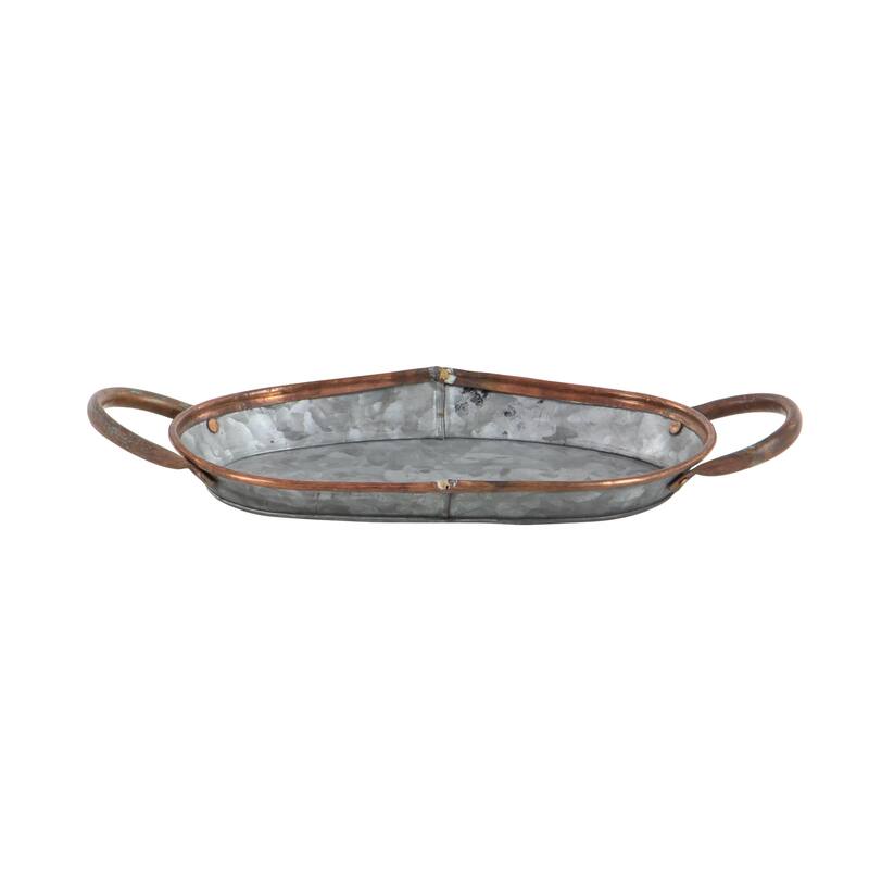 Gray Metal Galvanized Living Room Decor Tray (Set of 3) - S/3 14", 22", 28"W