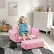 preview thumbnail 3 of 20, Two-seater Kids Sofa Set with Footstool - 32.75" L x 16.5" W x 16.25" H Pink