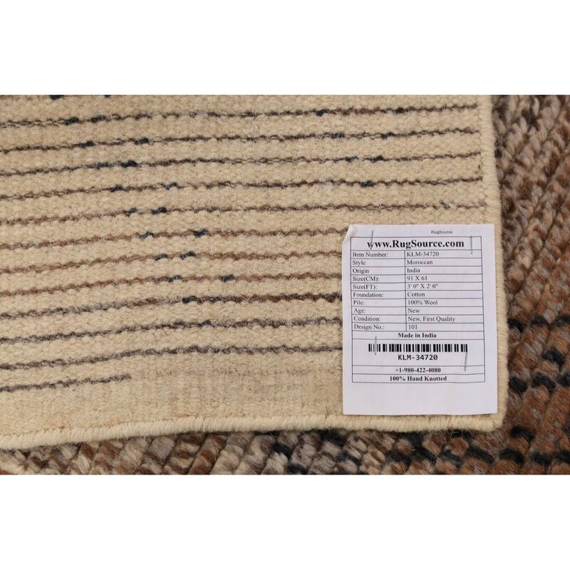 Moroccan Oriental Rug Hand-Knotted Accent Wool Carpet - 2'0"x 3'0"