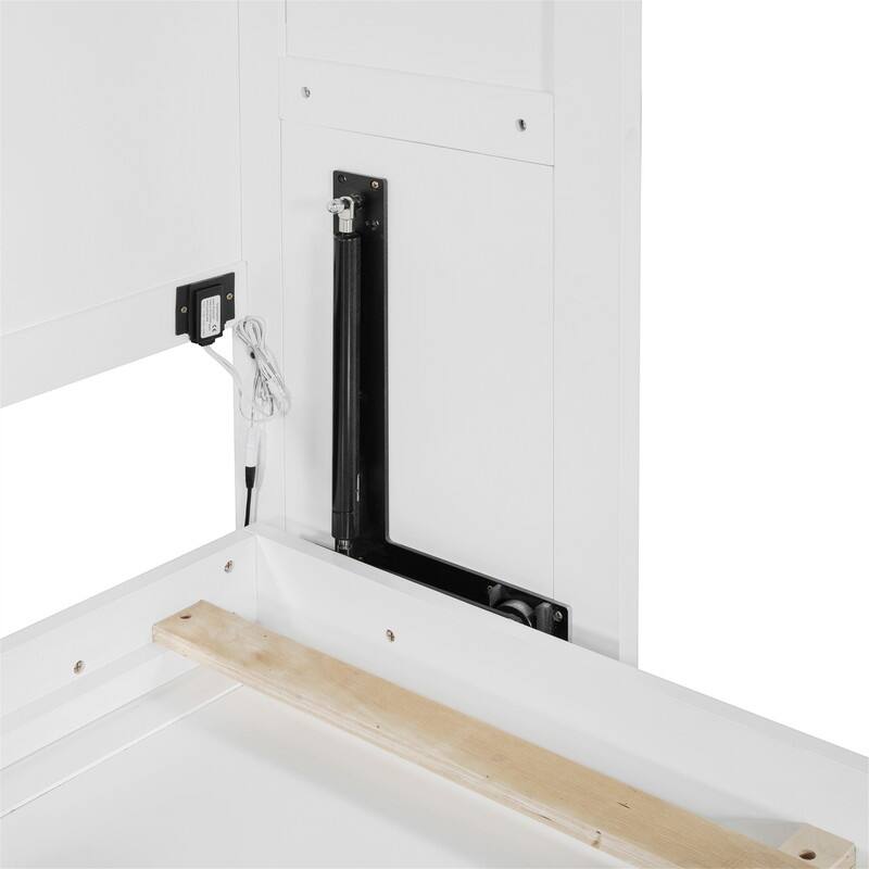 Queen Size Murphy Bed Wall Bed with LED Lights, Folding Murphy Bed Cabinet, Space Saving Design Murphy Chest Bed