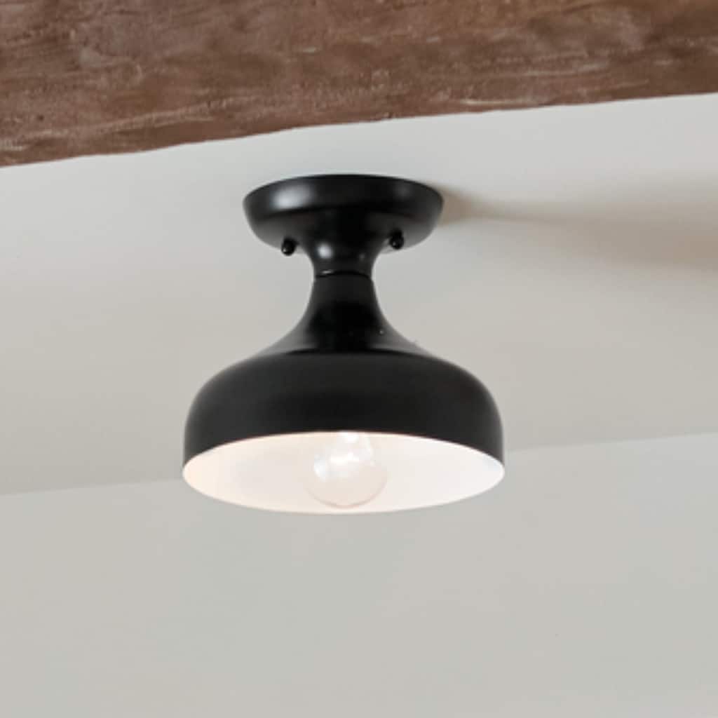 Kichler Lighting Sisu 6.75 in. 1-Light Black Semi-Flush Mount Light - 7