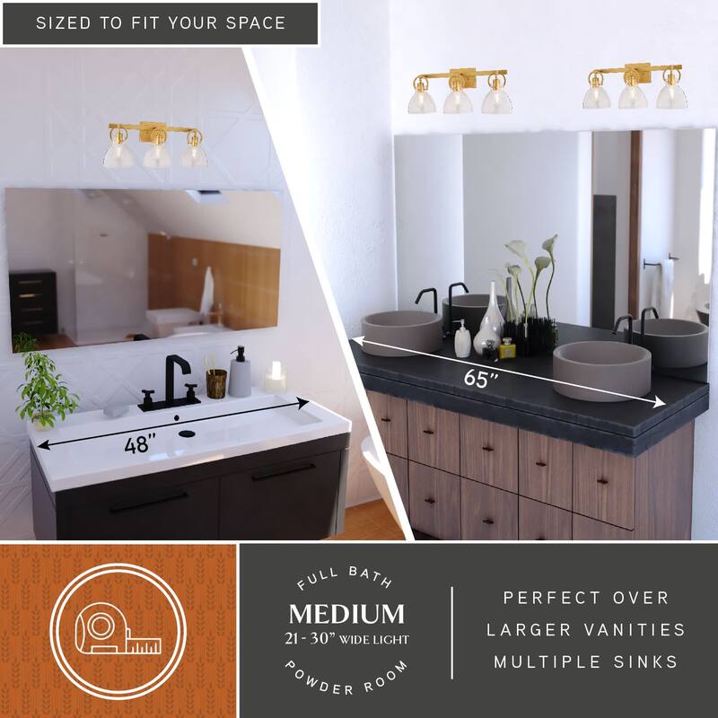 Vaxcel Lighting W0418 Ogden 3 Light 26" Wide Vanity Light with Clear