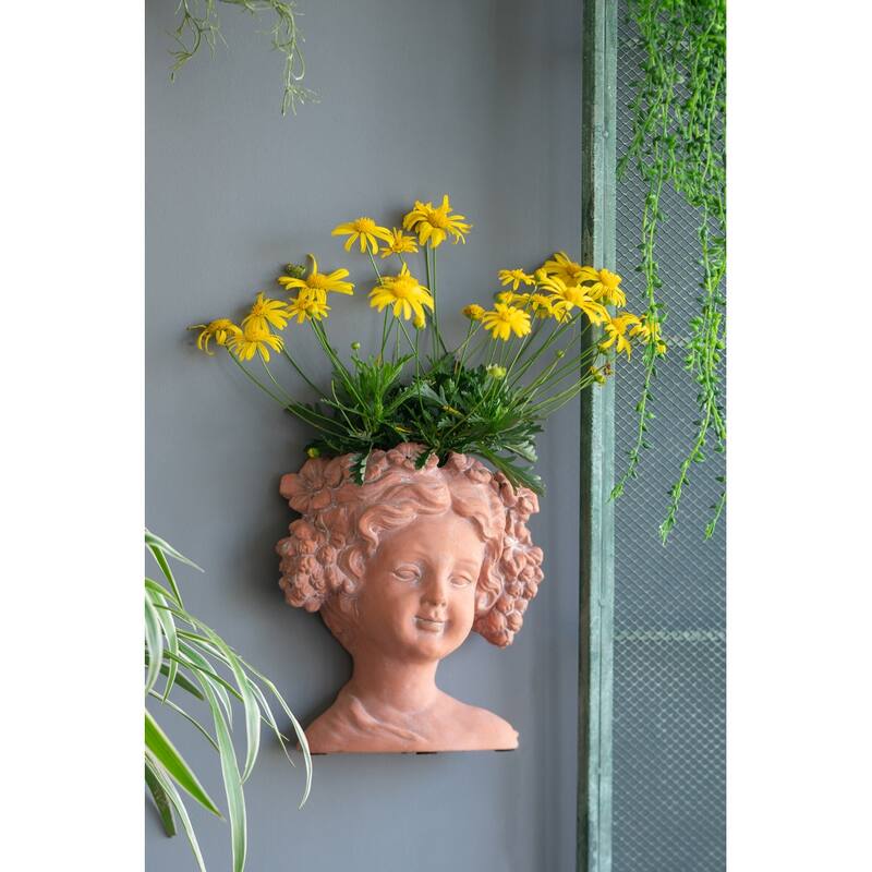 8x4x9" Visage Head Bust Planter, Brown - Home Wall Planter