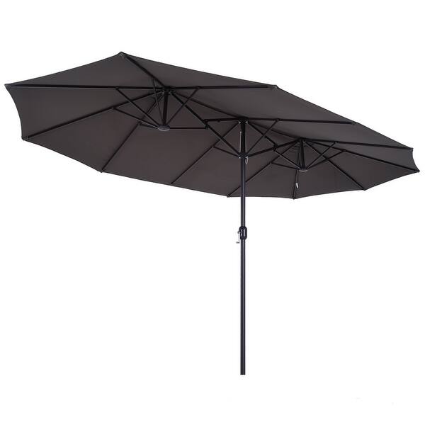 Shop Outsunny 15 Foot Steel Rectangular Double Sided Market Umbrella Overstock 28253547