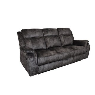 Istro 86 Inch Dual Manual Recliner Sofa, Drop Table, Gray Faux Leather By Casagear Home