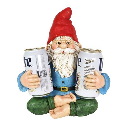 Exhart Good Time Two Drink Holding Lotus-Sitting Yoga Gnome Statue, 10 by 11.5 Inches