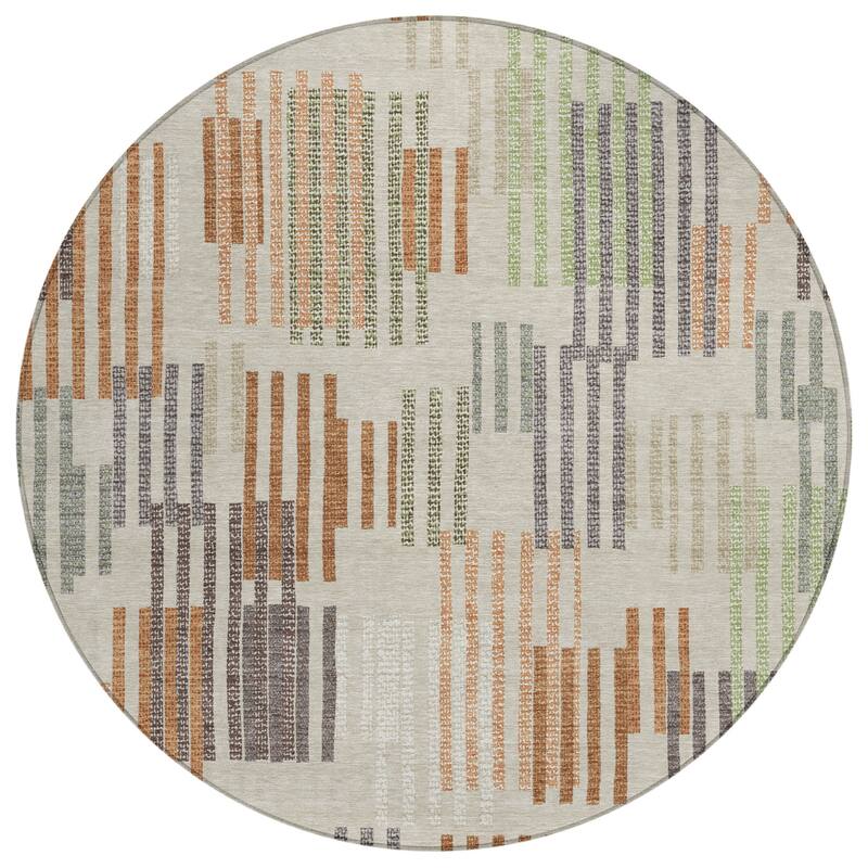Machine Washable Indoor/ Outdoor Modern Pines Chantille Rug