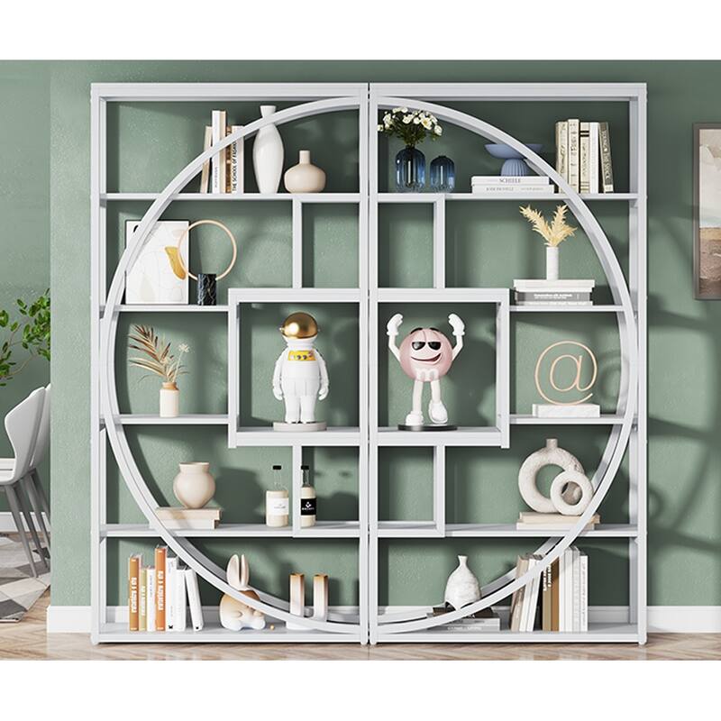 70.8" Tall Modern Geometric Bookshelf with 6-tier storage Shelf - 70.8"H
