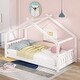 preview thumbnail 20 of 26, Sturdy Pinewood House Bed with Roof, Playful Design & Semi-Enclosed Space for Kids Twin - White