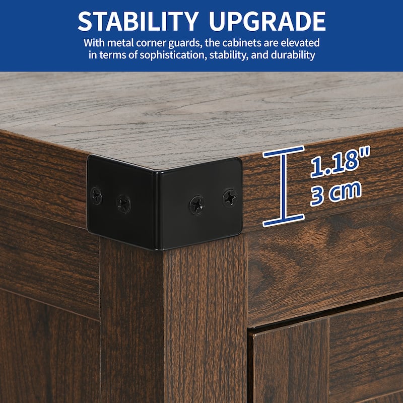 Moasis 55-inch Farmhouse Four-Door Buffet Cabinet Storage Kitchen Sideboard Buffet Table