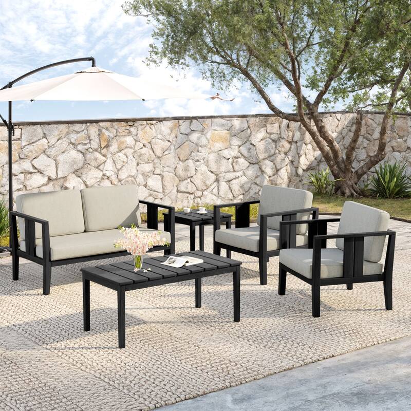 5-Piece Teak Wood Outdoor Conversation Set