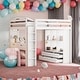 preview thumbnail 2 of 15, Modern Full Size Loft Bed With Large Shelves,Writing Desk and LED Light