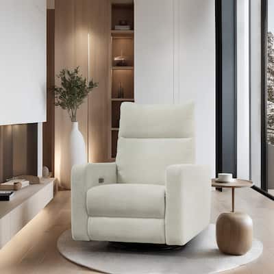 Olmas 33.5"W Power Swivel Glider Recliner with USB Charger