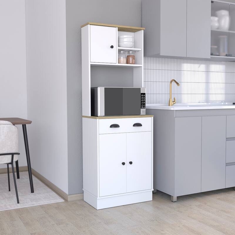 Kitchen Pantry with 3-Doors Cabinet and Drawer for Kitchen