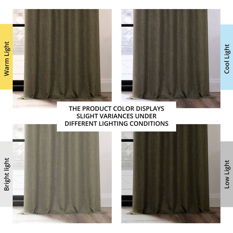 Exclusive Fabrics Textured Faux Linen Extra Wide Room Darkening Curtains for Bedroom & Living Room Curtains (1 Panel)