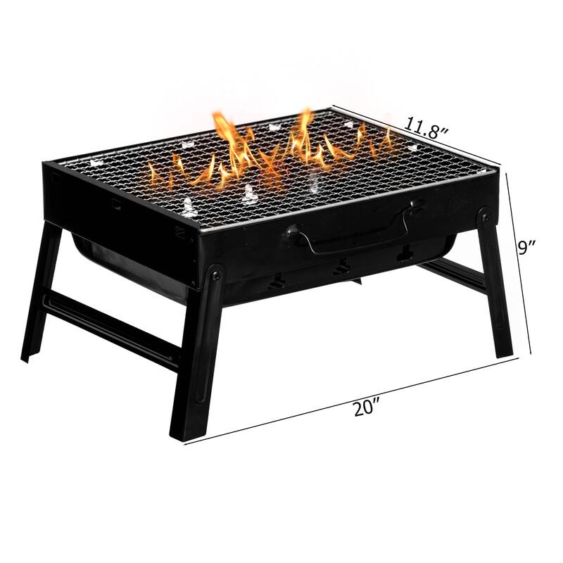 Gardenised Portable Charcoal Grill Foldable Stainless Steel BBQ for Camping Backyard Tailgating Hiking Picnic Travel, Large