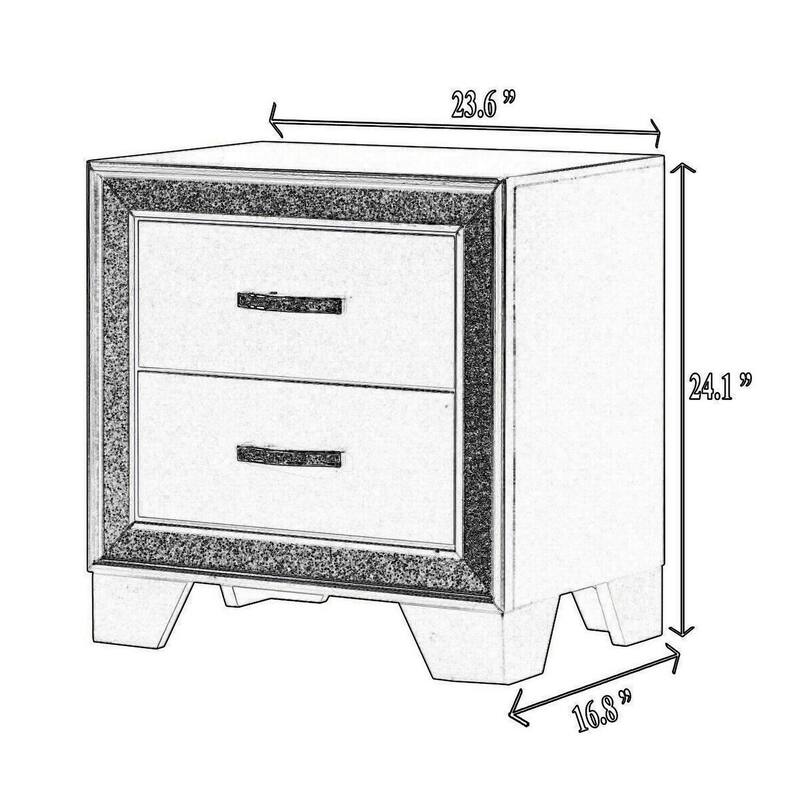 Gray/Chrome 2 Drawer 23.6 in. W Nightstand with Trimmed Edge Design