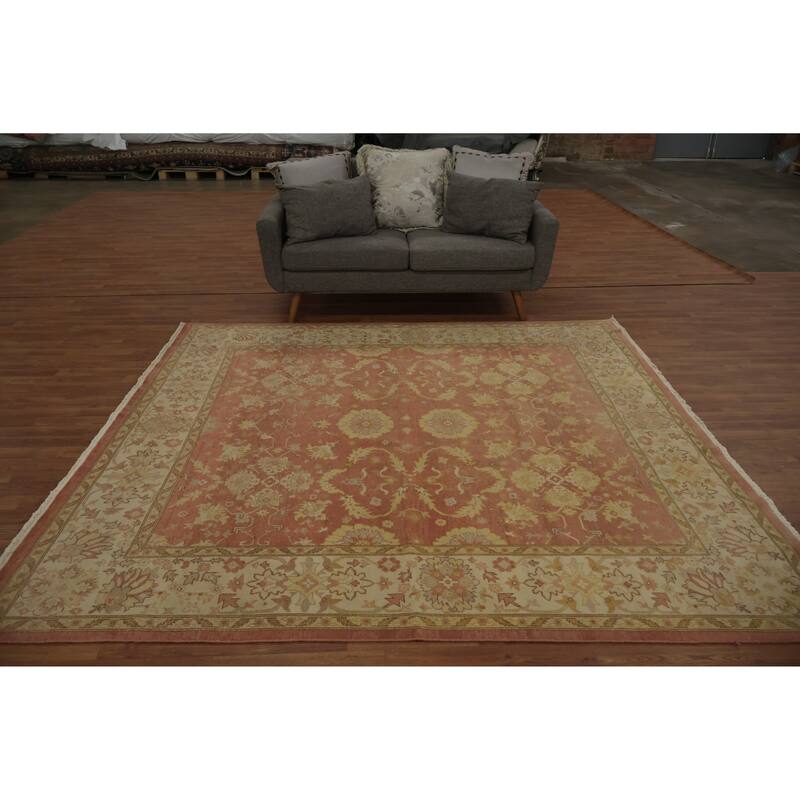 Hand Knotted Oriental 100% Wool Carpet Traditional Floral Oranges & Rust Ziegler Area Rug - 8' 2'' X 7' 9''