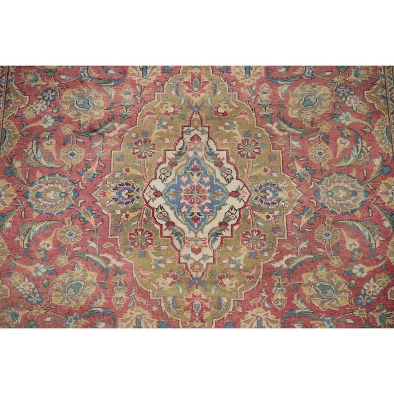 Kashan Vegetable Dye Persian Antique Area Rug Handmade Wool Carpet - 6'5" x 10'5"
