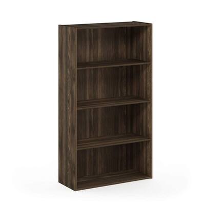 41.7 in. Tall Walnut Wood 4-Shelf Bookcase