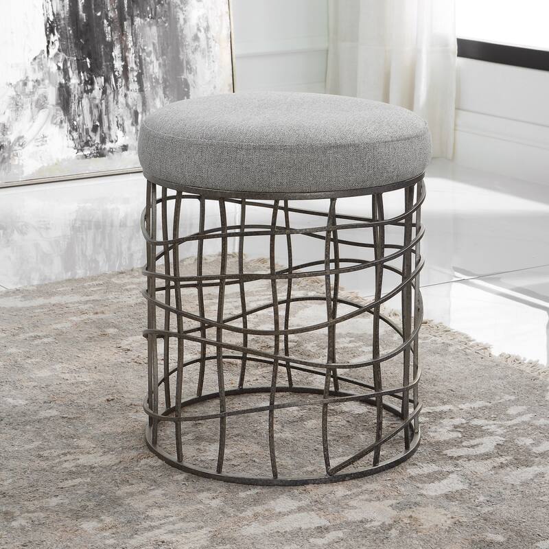 Asymmetrical Round Accent Stool - 19.75" - Gray