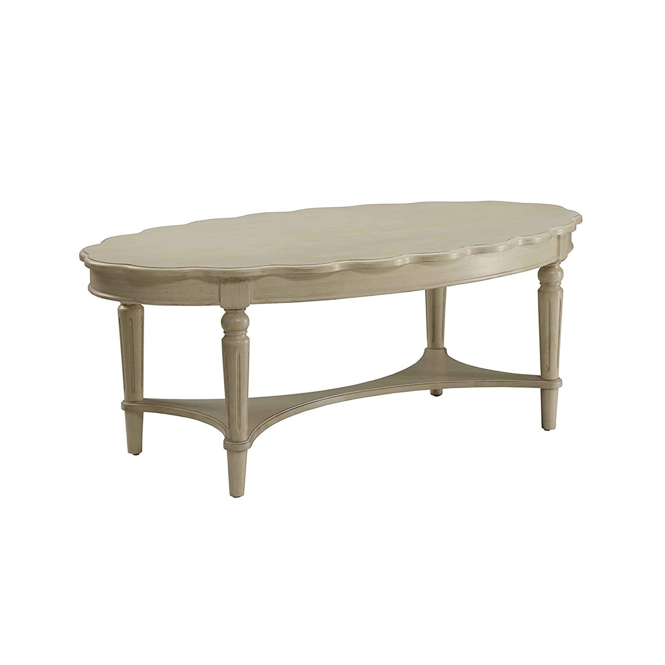 Conventional Coffee Table, Antique White - 19 H x 28 W x 50 L Inches