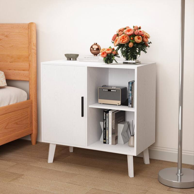 Sideboard Buffet Kitchen Storage Cabinet, Accent Cabinet with Solid Wood Feet for Decorated Doors