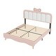 preview thumbnail 4 of 14, Full Velvet Princess Platform Bed with Bow Knot Headboard and Footboard