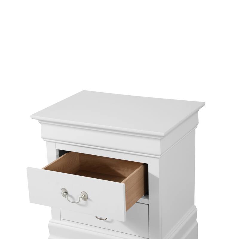 Vintage Style 2-Drawer Wooden Nightstand - 24" - White